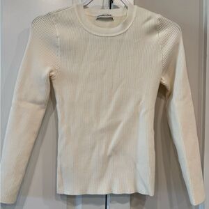 Abercrombie & Fitch Ivory Ribbed Knit Top